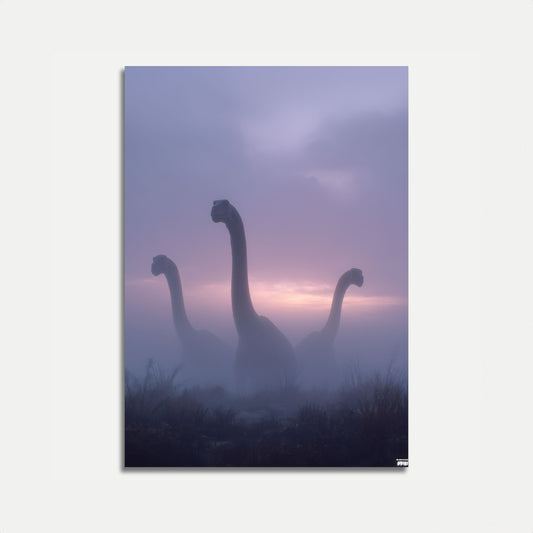 Misty Dinosaur Horizon Poster