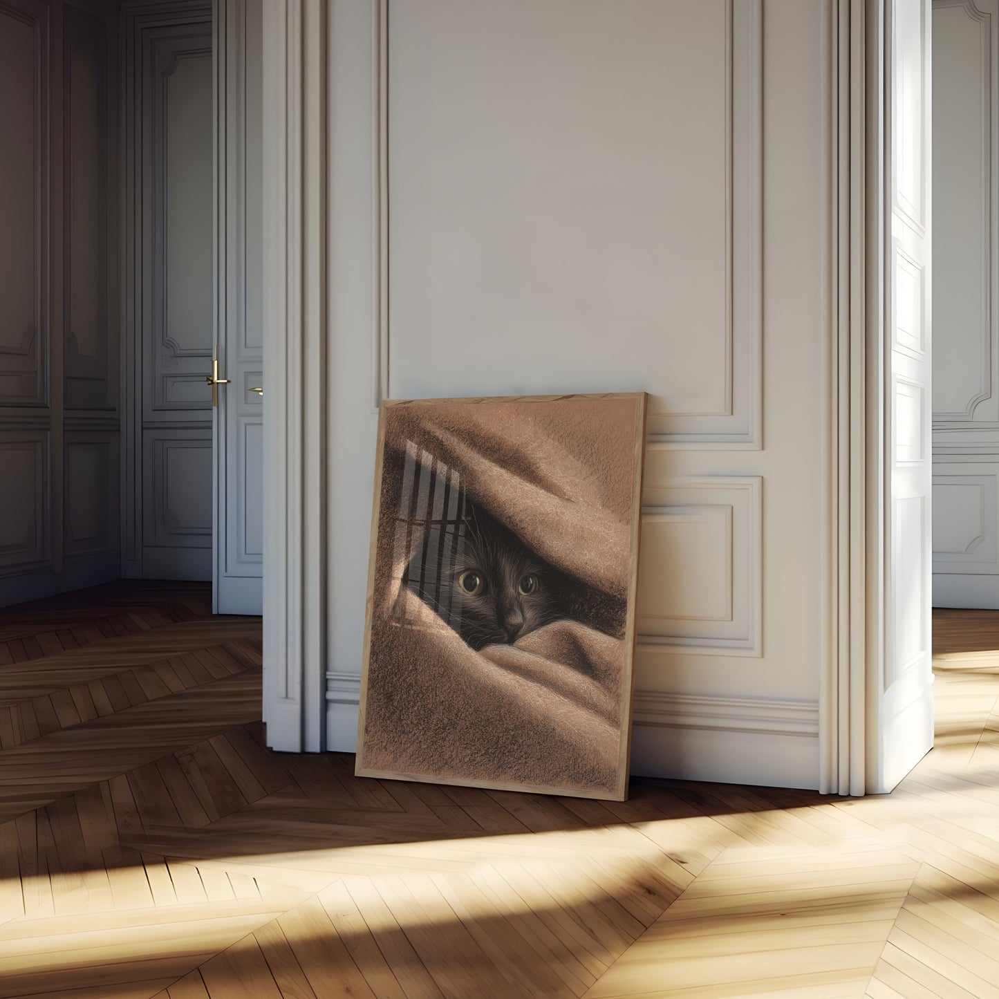 Black Cat Peeking Through Poster