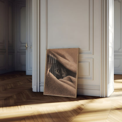 Black Cat Peeking Through Poster
