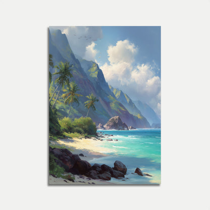 Tropical Paradise Mountain Poster