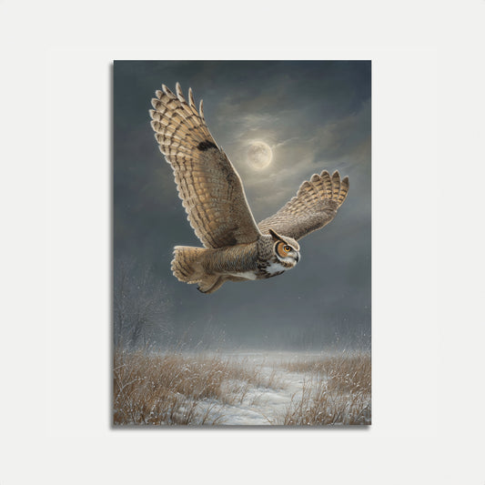 Affiche Chouette Effraie au Clair de Lune