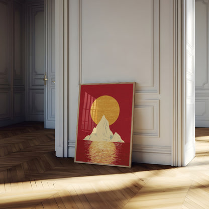 Mountain Peak Golden Sunset Poster