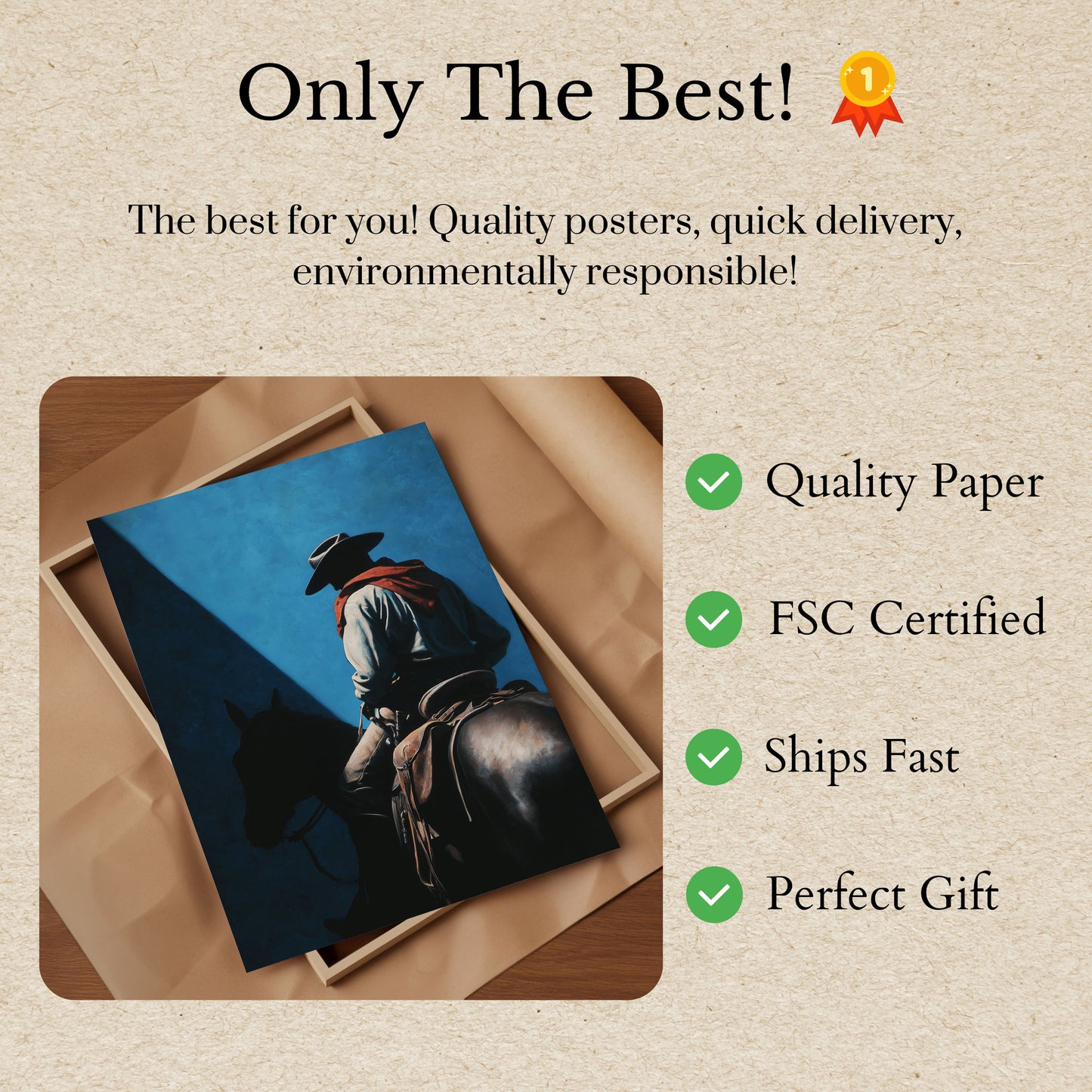 Lone Cowboy Blue Shadow Poster