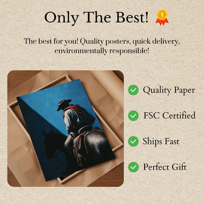 Lone Cowboy Blue Shadow Poster