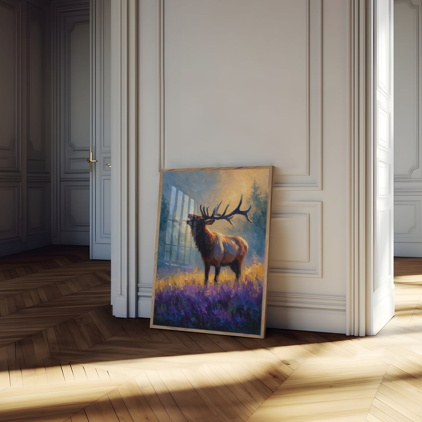 Majestätisk Älg i Vildblommäng Affisch