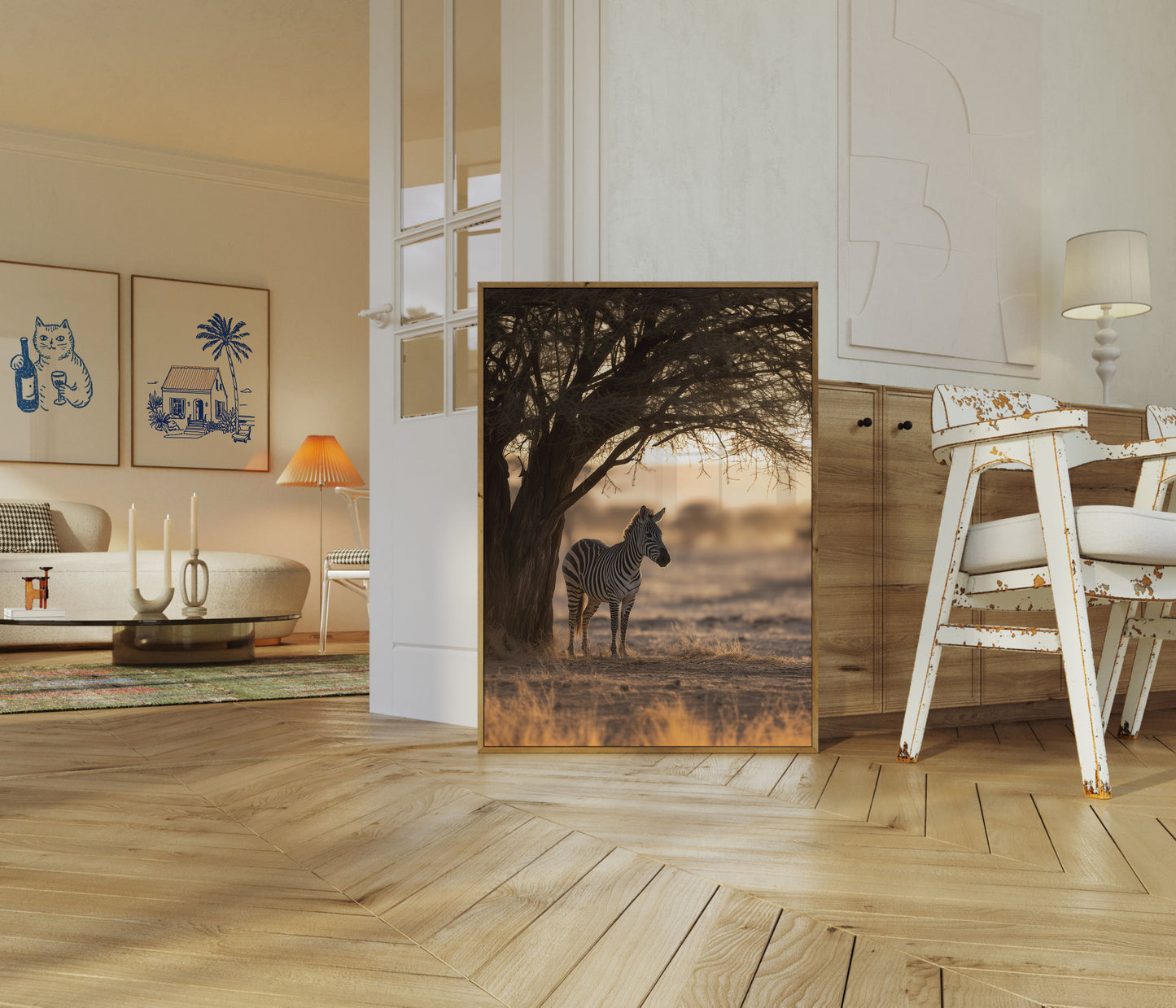 Lone Zebra Under Acacia Poster