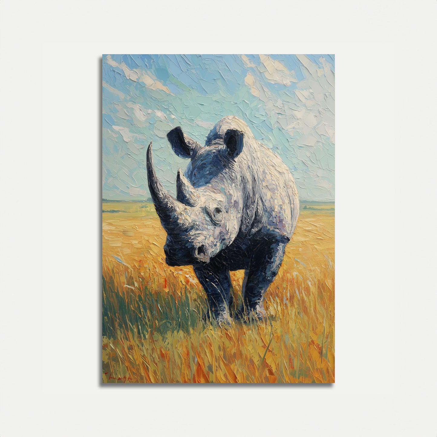 Majestic Rhino Wild Grasslands Poster