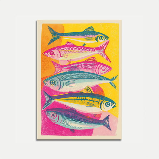 Barevný vintageový plakát s rybou