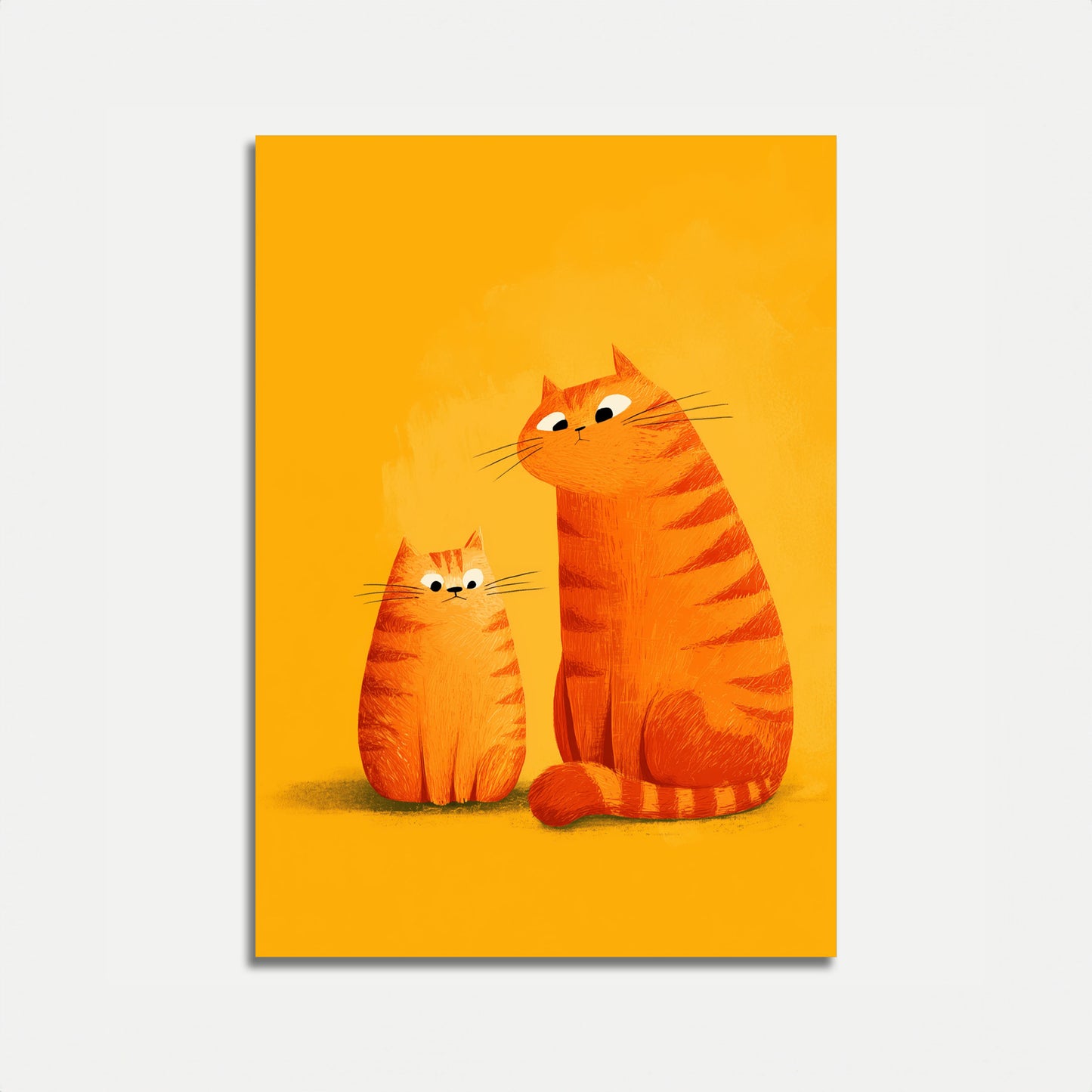 Póster de Gatos Atigrados Naranjas Madre y Gatito
