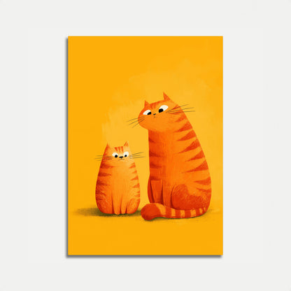 Póster de Gatos Atigrados Naranjas Madre y Gatito