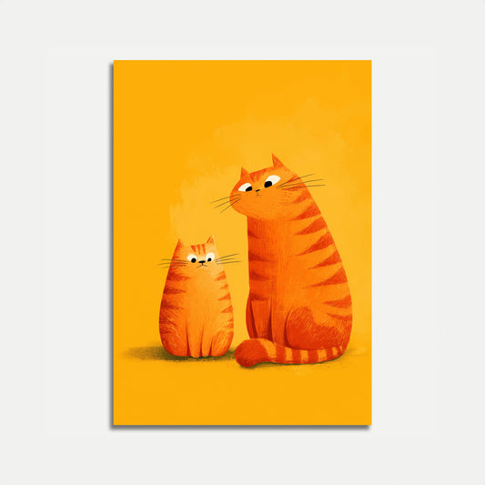 Orange Tabby Cats Mother and Kitten Poster