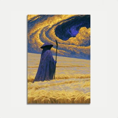 Wizard in the Starry Fields Poster