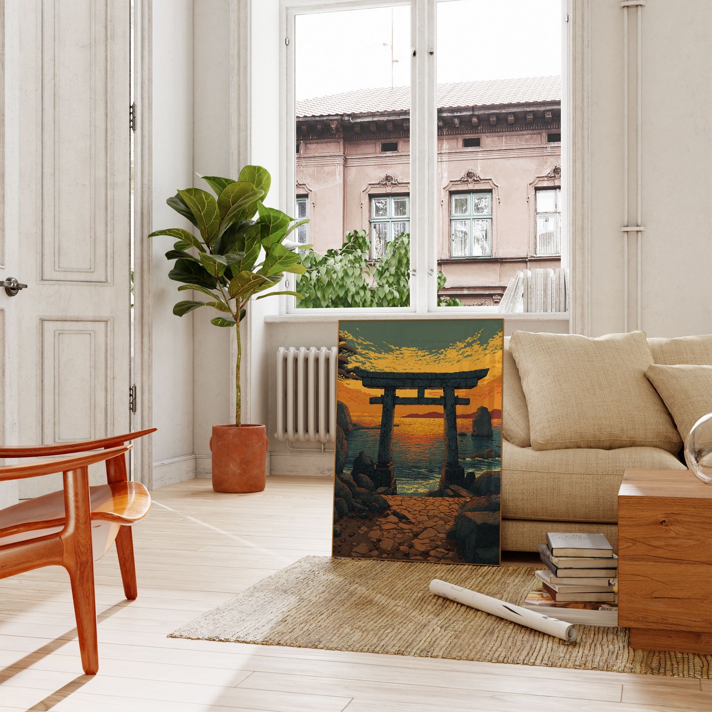 Japanese Torii Gate Sunset Poster