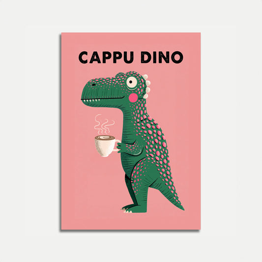 Cappu Dino Coffee Dinosaur Poster