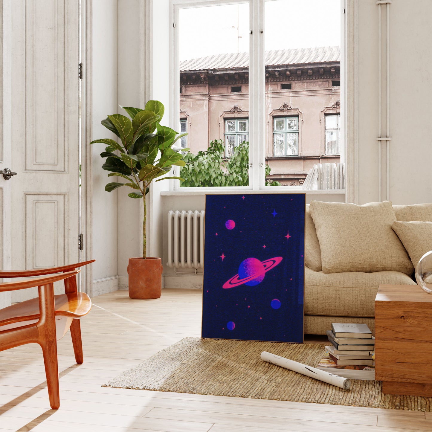 Kosmiczny Plakat Saturna z Przestrzeni