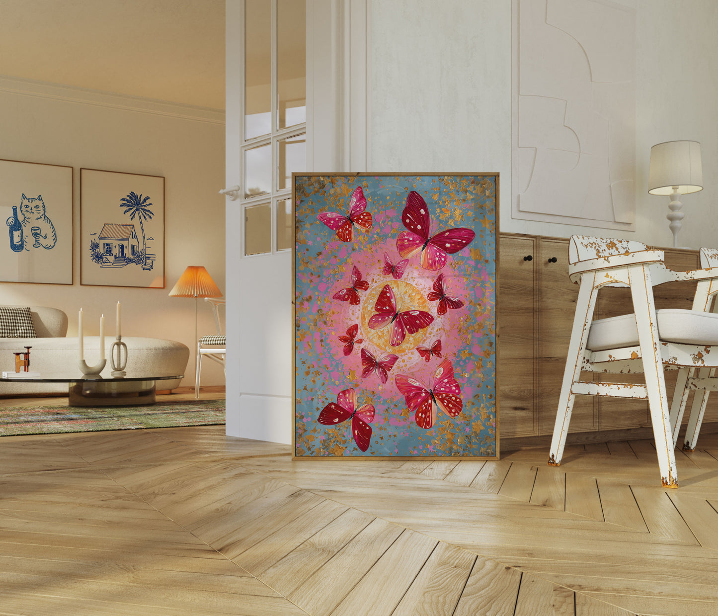 Dancing Red Butterflies Poster