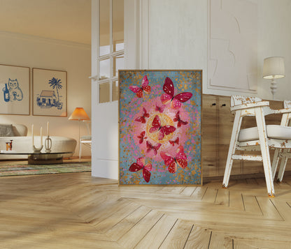 Dancing Red Butterflies Poster