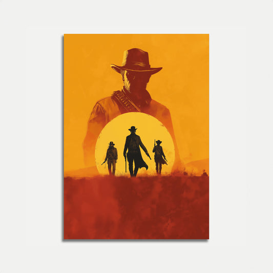 Wild West Sunset Silhouettes Poster