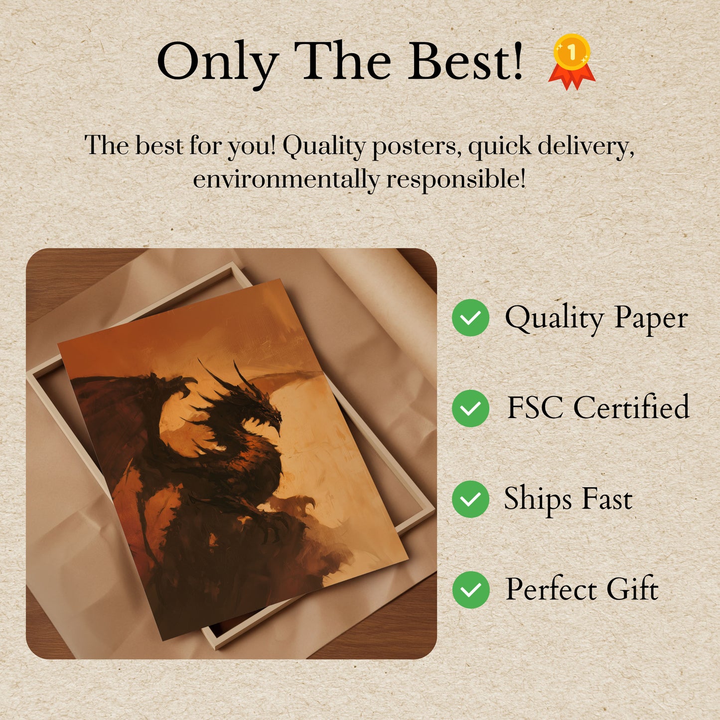 Fiery Dragon Silhouette Poster