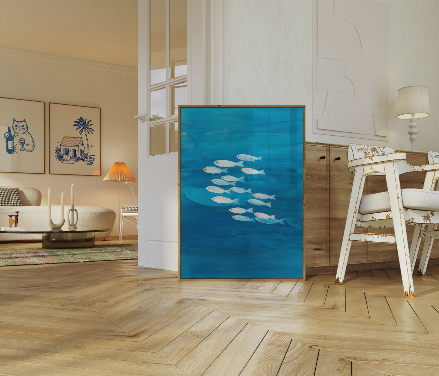 Silver School of Fish Poster