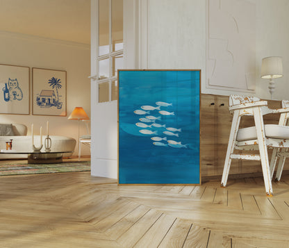Silver School of Fish Poster