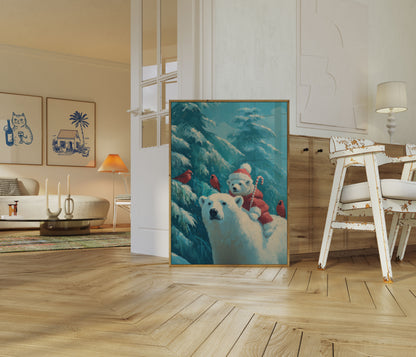 Póster de oso polar compañeros de invierno