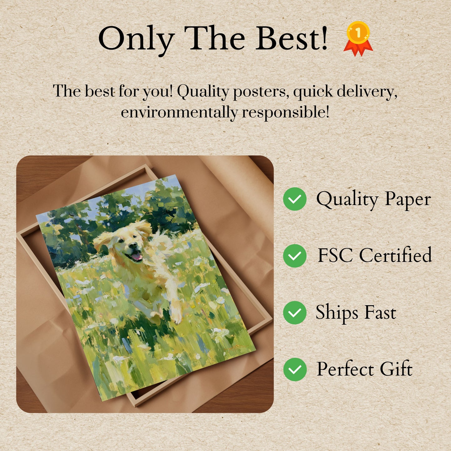 Golden Retriever in Wildflower Field Poster