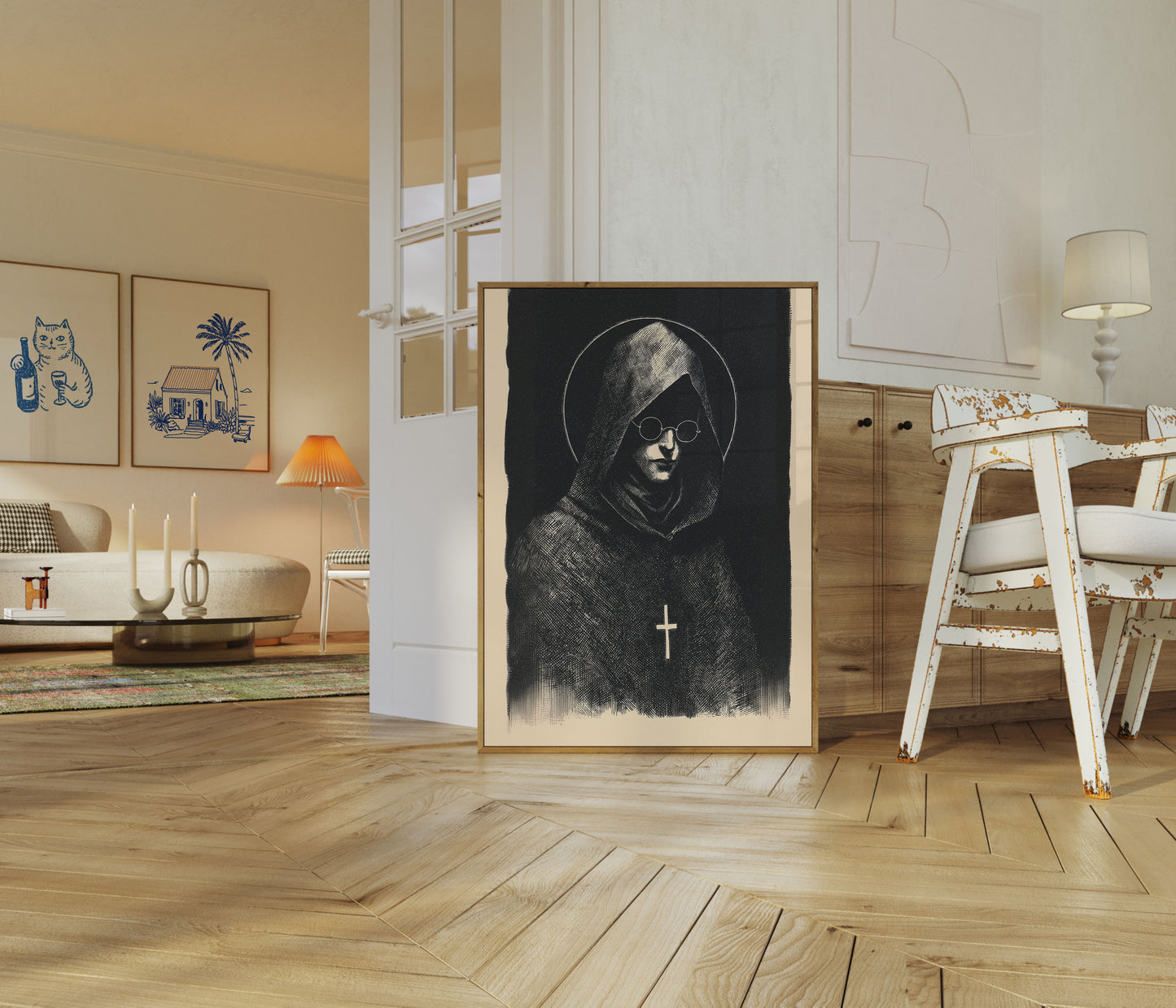 Spirituel Munk i Meditation Plakat