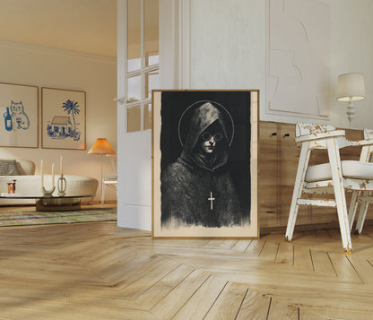 Spirituel Munk i Meditation Plakat