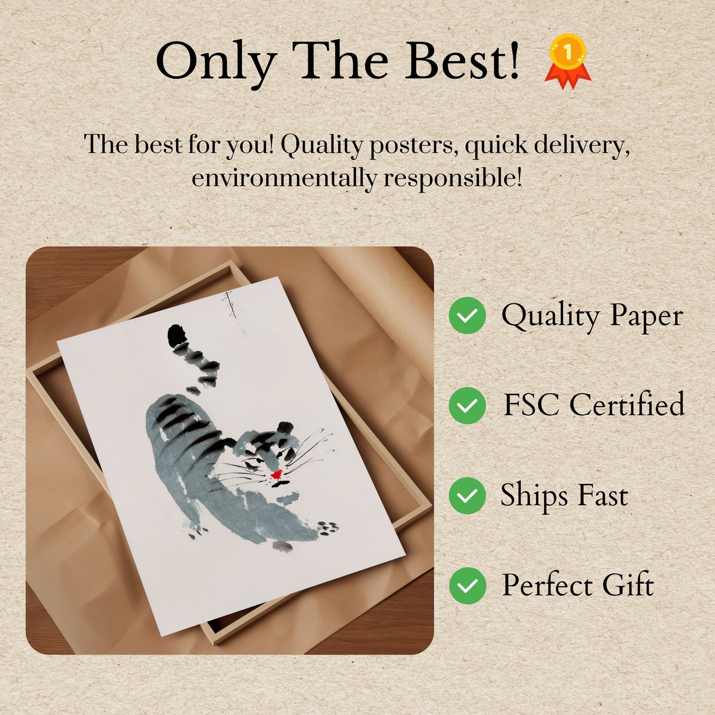 Playful Cat Watercolor Poster