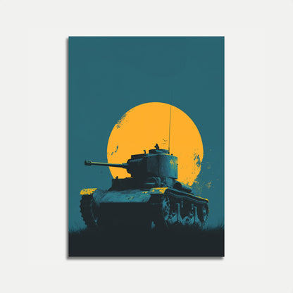 Vintage Tank Sunset Silhouette Poster