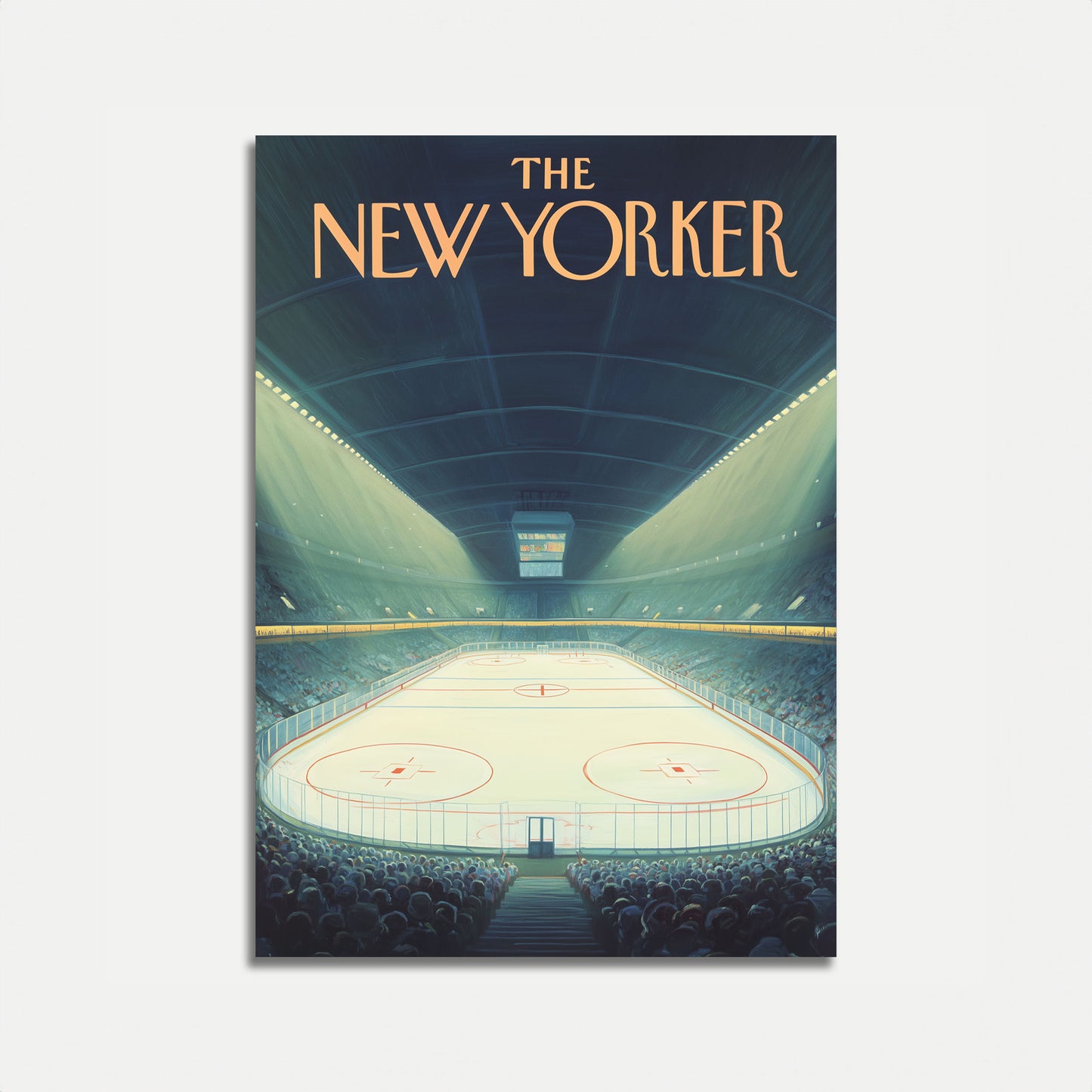 Vintage Hockey Arena New Yorker Poster
