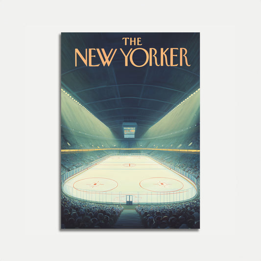 Vintage Hockey Arena New Yorker Poster