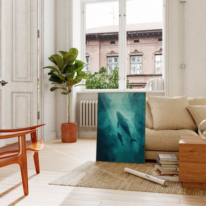 Humpback Whales in Ocean Light Poster