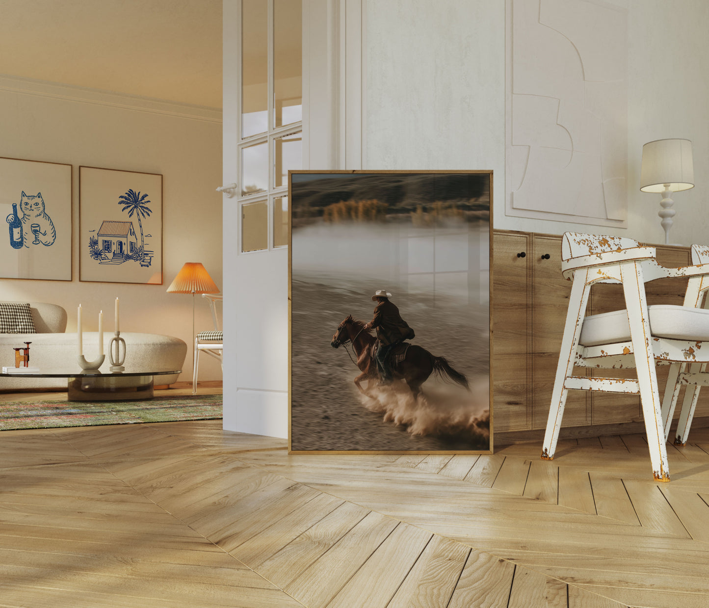 Manifesto Cowboy al Galoppo nella Polvere