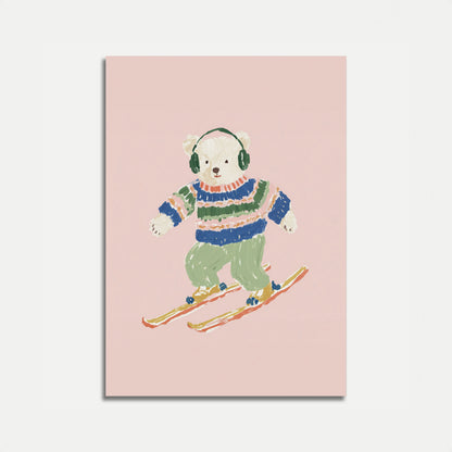 Póster de Deportes de Invierno Oso de Esquí