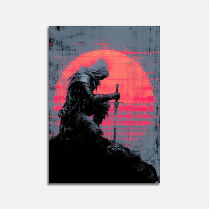 Warrior Sunset Silhouette Poster
