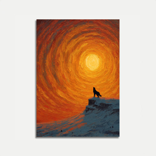 Wolf Howling at Sunset Poster