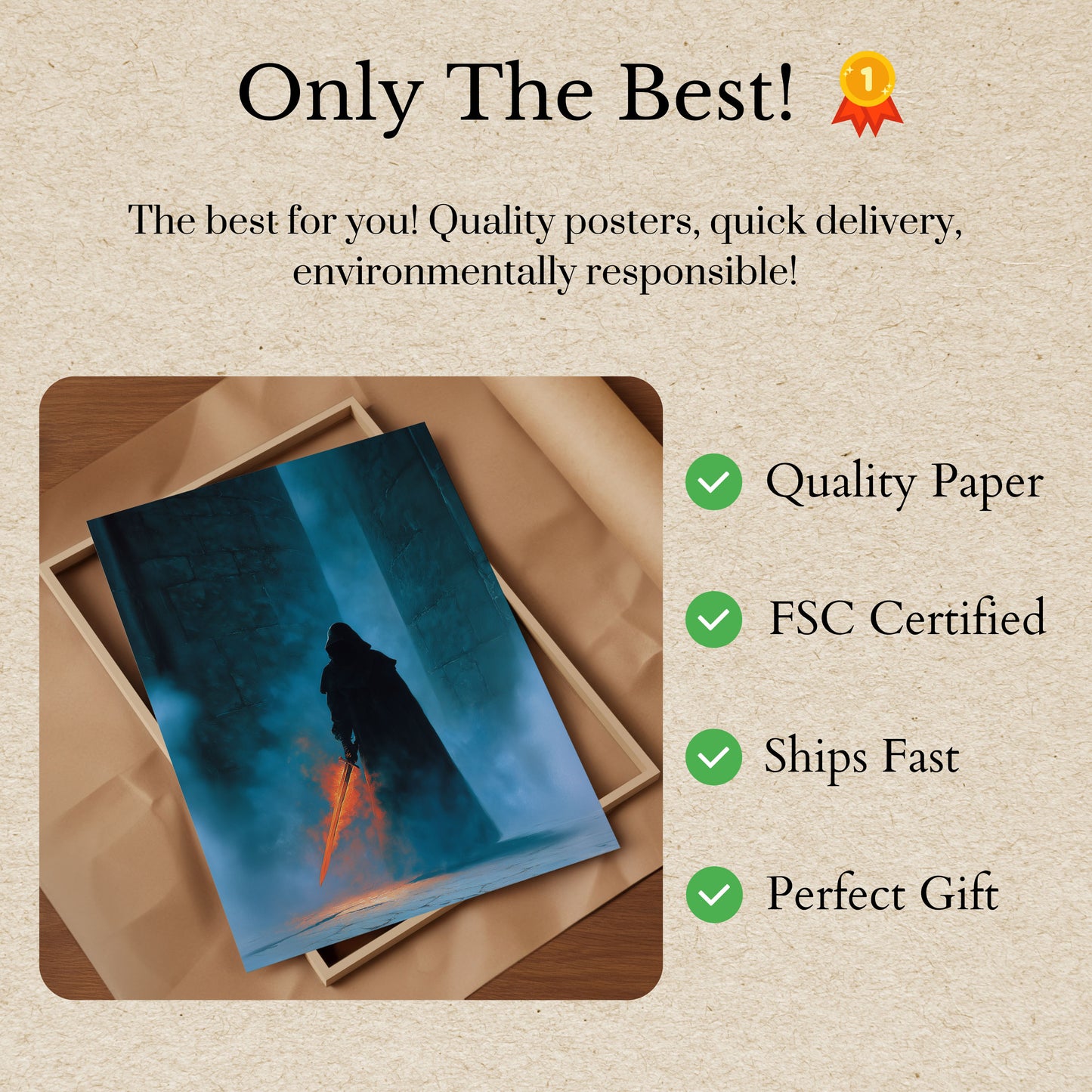 Dark Knight Flaming Sword Poster