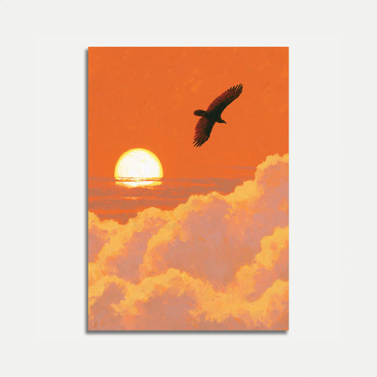 Eagle Soaring at Sunset Poster