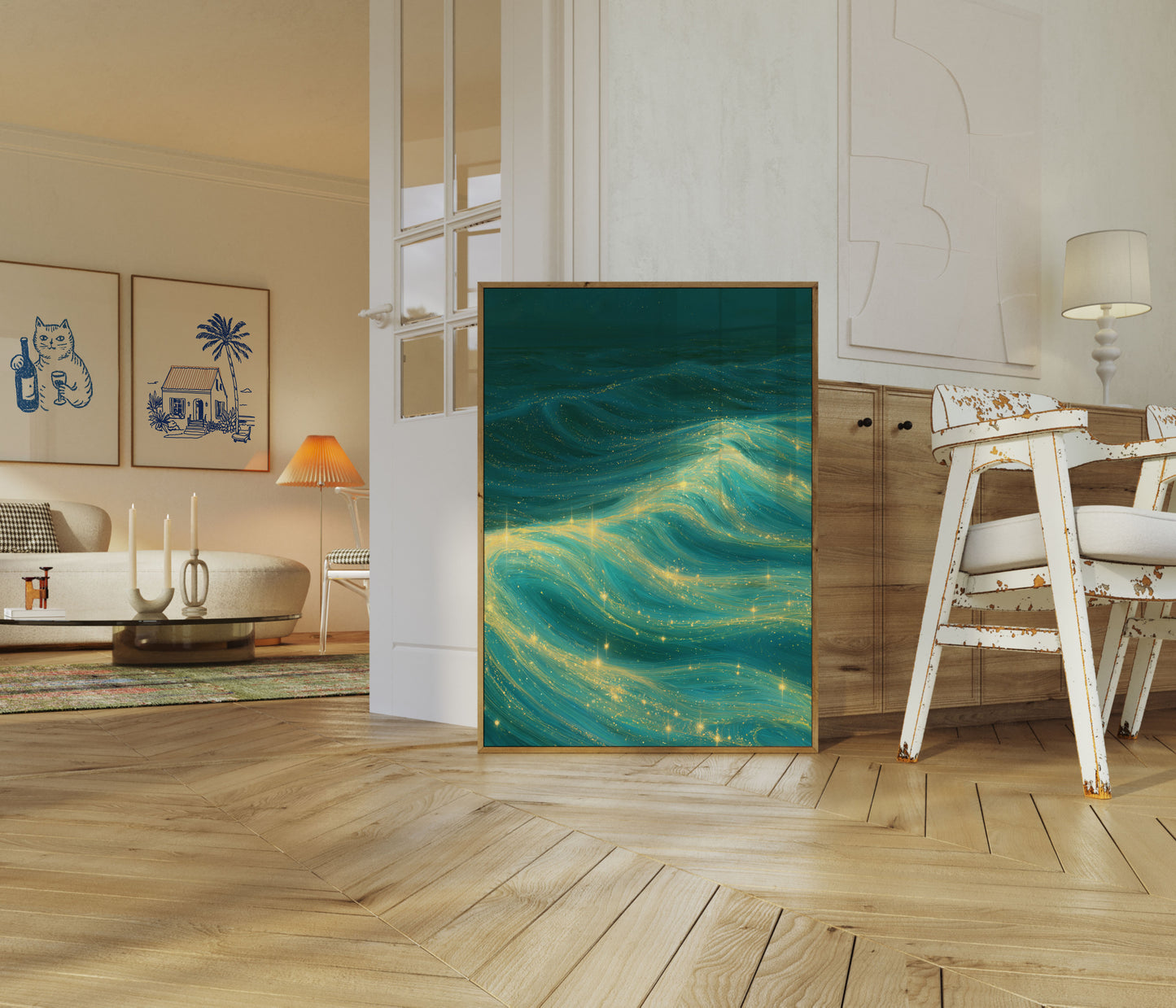 Gouden Lichtgolven Poster
