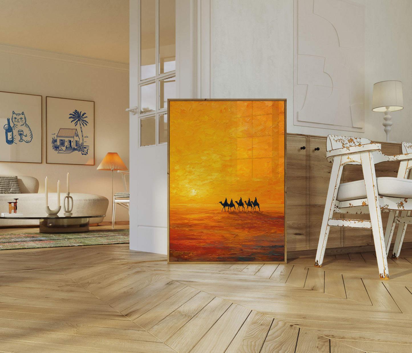Desert Caravan Sunset Poster