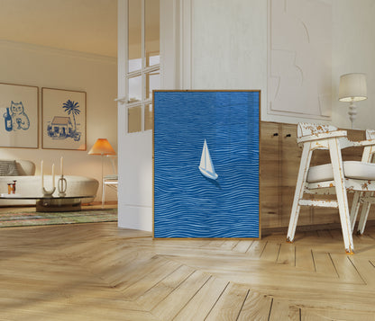 Poster Vela in Acque Blu