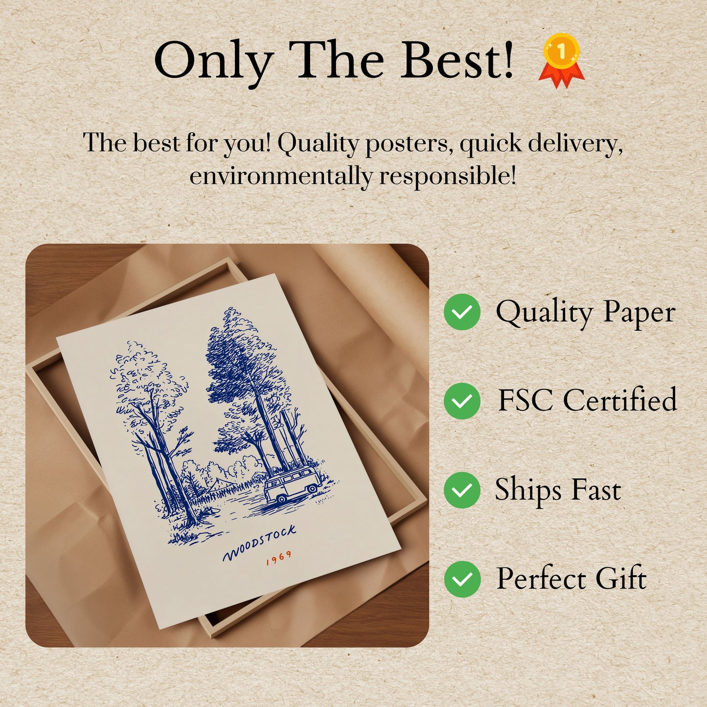 Woodstock 1969 Retro Music Poster