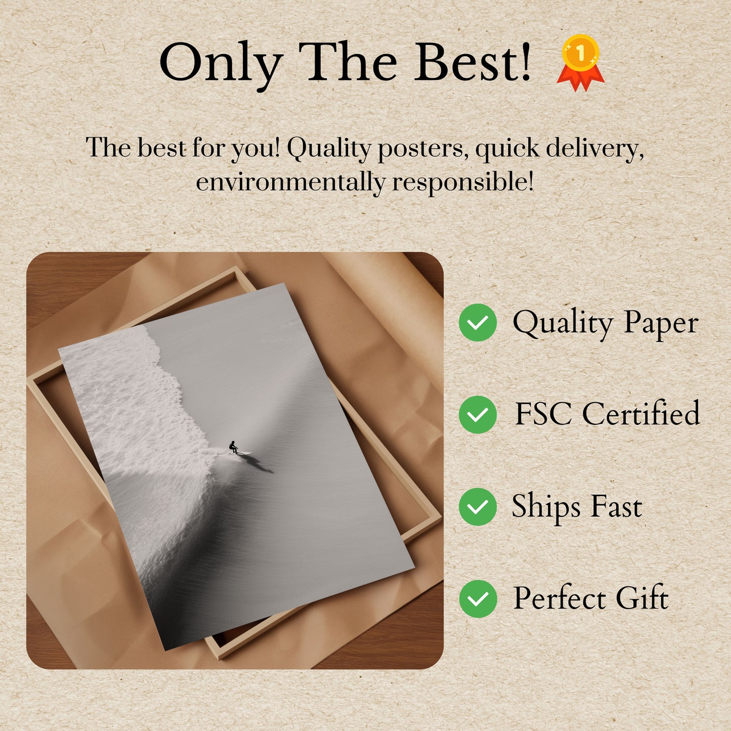 Surfing the Monochrome Wave Poster