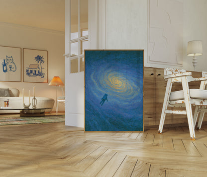 Astronaut in Cosmic Spiral Poster