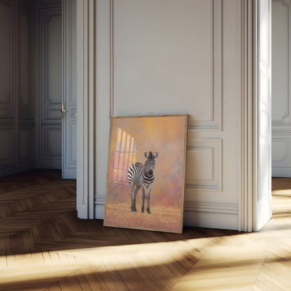 Póster de la hora dorada de la cebra solitaria