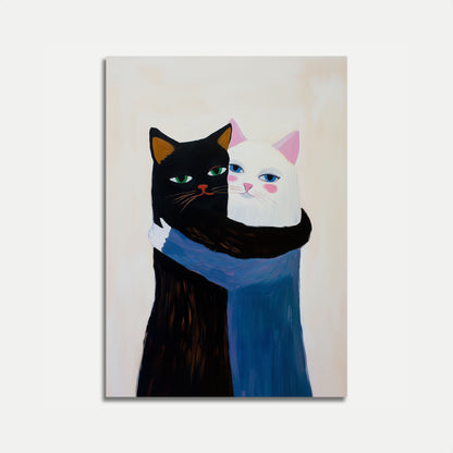 Yin Yang Cats Embrace Poster