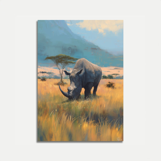 Majestic Rhino African Savanna Poster