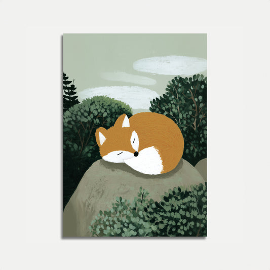 Sömnig räv på stenaffisch